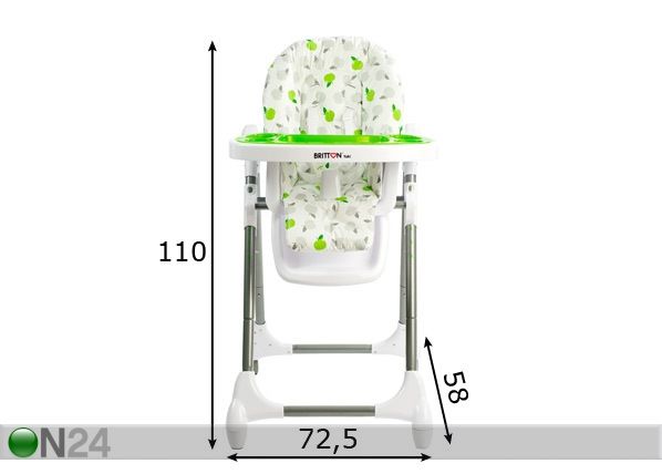 Britton® söögitool Yuki Green mõõdud