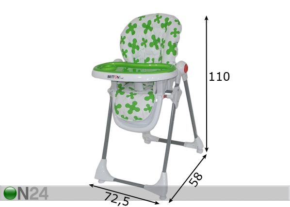 Britton söögitool Yuki2 Green Flower mõõdud