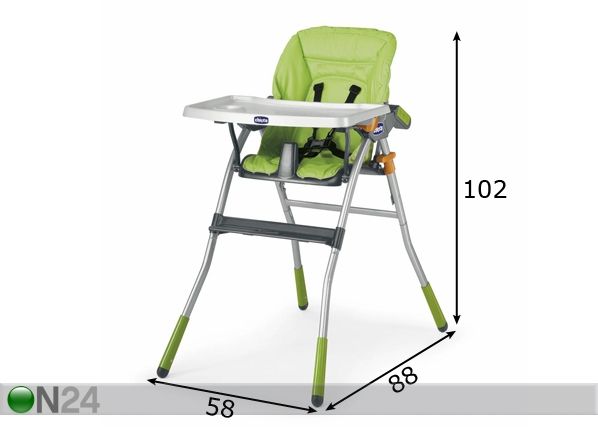 Chicco Jazzy söögitool Green mõõdud