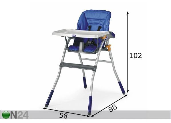 Chicco Jazzy söögitool Light Blue mõõdud