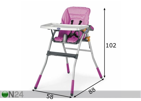 Chicco Jazzy söögitool Pink mõõdud
