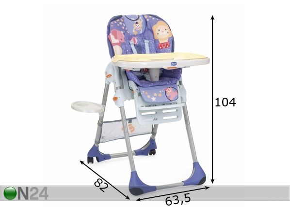 Chicco Polly High Chair söögitool Magia mõõdud