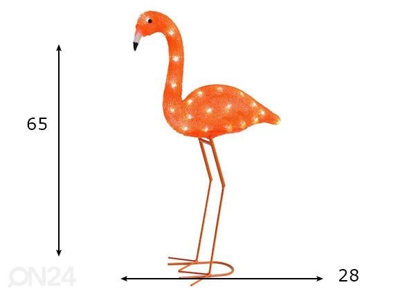 Dekoratiivne flamingokujuline LED valgusti mõõdud