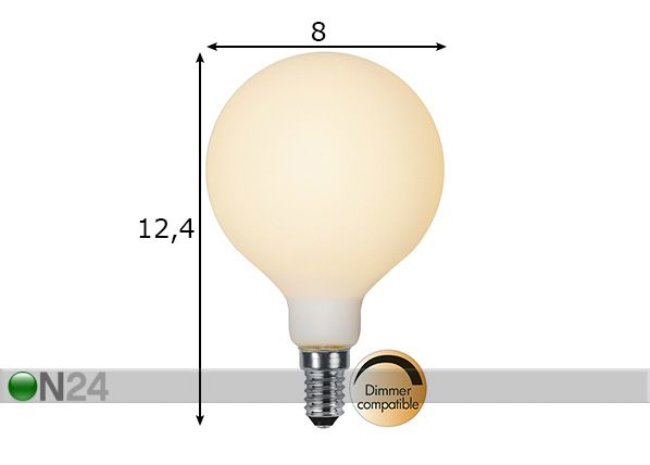Dekoratiivne LED elektripirn E14 1,5W mõõdud