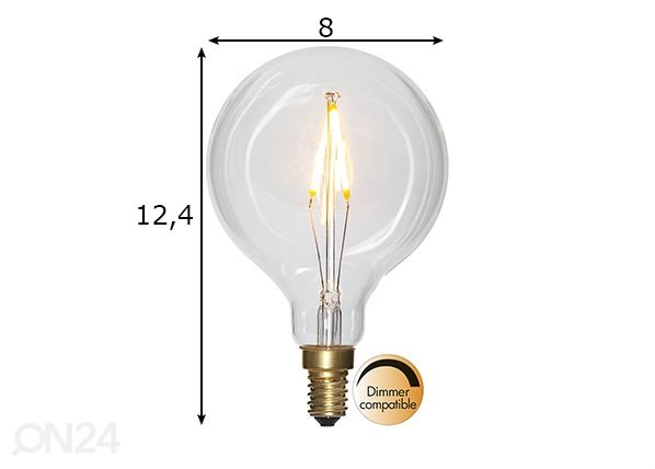 Dekoratiivne LED elektripirn E14 1,5W mõõdud