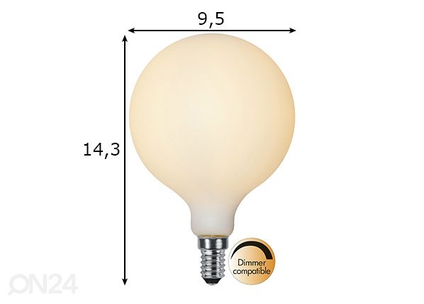 Dekoratiivne LED elektripirn E14 1,5W mõõdud