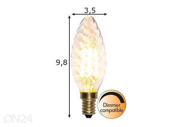 Dekoratiivne LED elektripirn E14 4W mõõdud