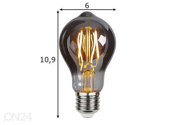 Dekoratiivne LED elektripirn E27 2W mõõdud