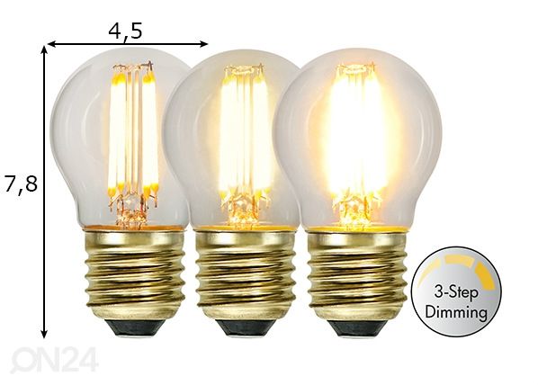 Dekoratiivne LED elektripirn E27 4W mõõdud