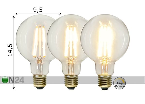 Dekoratiivne LED elektripirn E27 6,5W mõõdud
