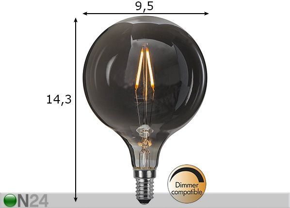Dekoratiivne LED pirn E14 (1,4W) mõõdud