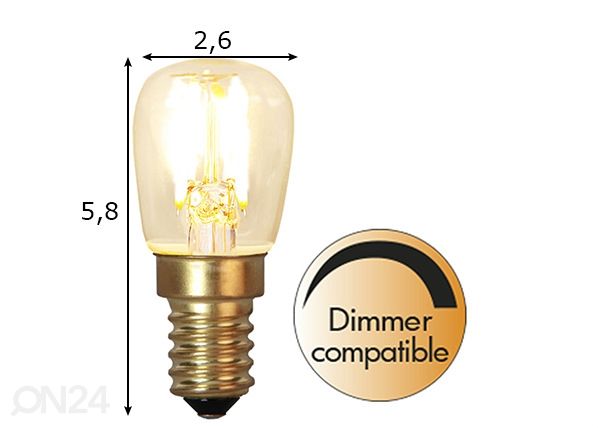 Dekoratiivne LED pirn E14 (1,4W) mõõdud