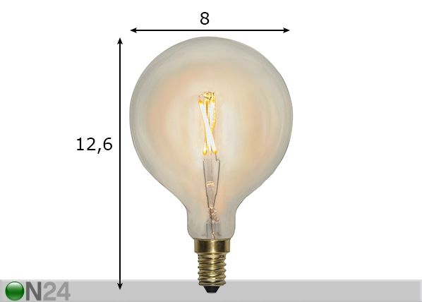 Dekoratiivne LED pirn E14 1 W mõõdud