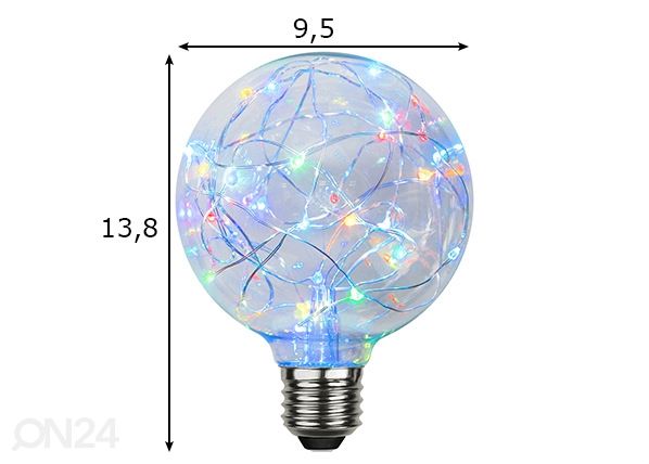 Dekoratiivne LED pirn E27 (1,5W) mõõdud