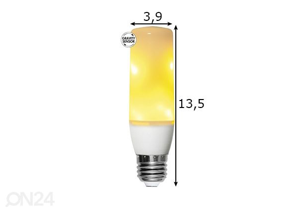 Dekoratiivne LED pirn flame E27, 2.64-3.94W mõõdud