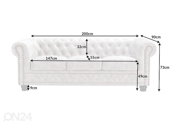 Diivan Chesterfield mõõdud