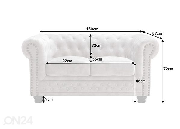 Diivan Chesterfield mõõdud