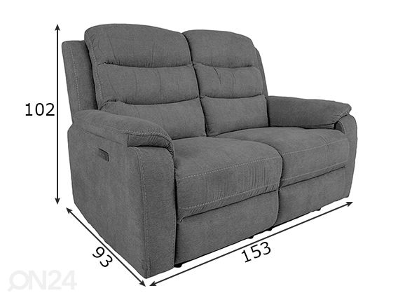 Diivan Mimi Recliner 2-kohaline mõõdud