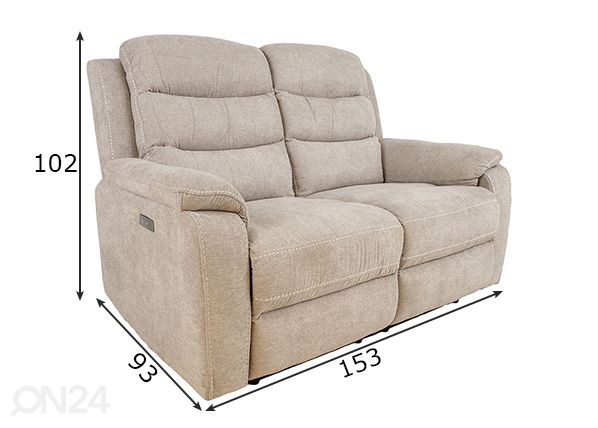Diivan Mimi Recliner 2-kohaline mõõdud