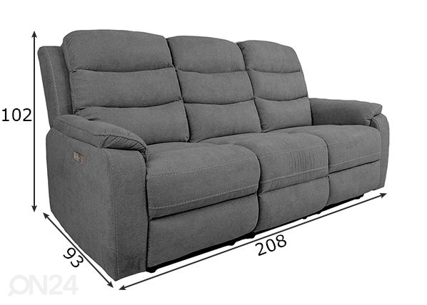 Diivan Mimi Recliner 3-kohaline mõõdud