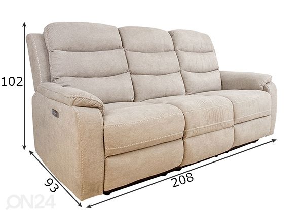 Diivan Mimi Recliner 3-kohaline mõõdud