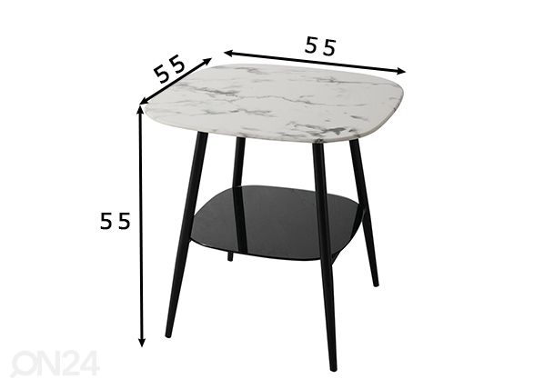 Diivanialud 55x55 cm, valge/must mõõdud