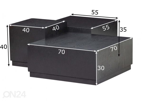 Diivanilauad, 3 tk mõõdud