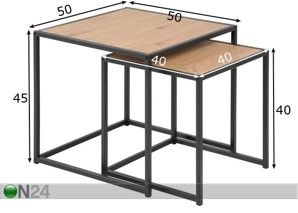 Diivanilauad Seaford, 2 tk mõõdud