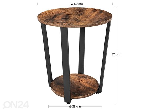 Diivanilaud Ø50 cm, pruun/must mõõdud