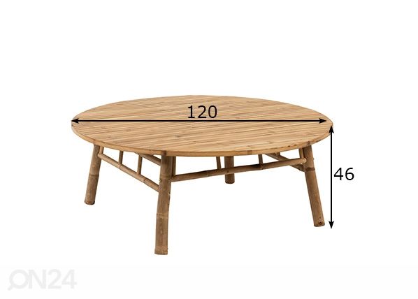Diivanilaud Bamboo Ø 120 cm mõõdud
