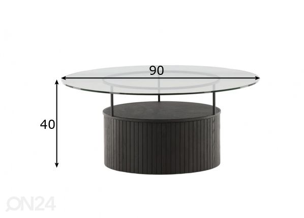 Diivanilaud Bovall Ø 90 cm mõõdud