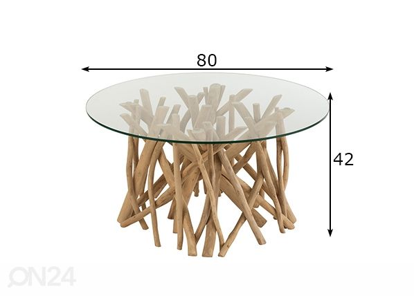 Diivanilaud Branch Ø 80 cm mõõdud