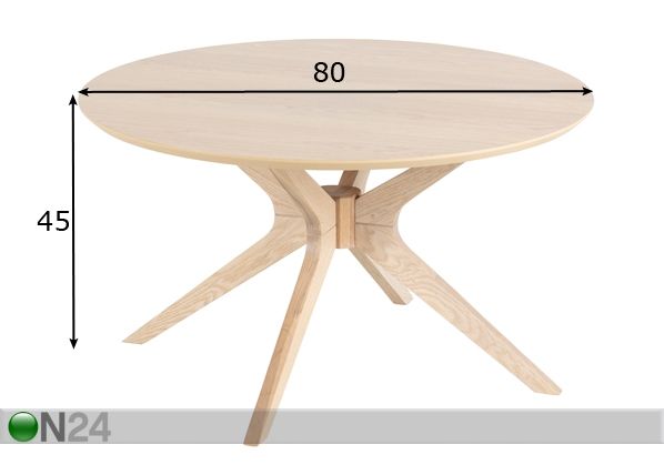 Diivanilaud Fresno Ø 80 cm mõõdud