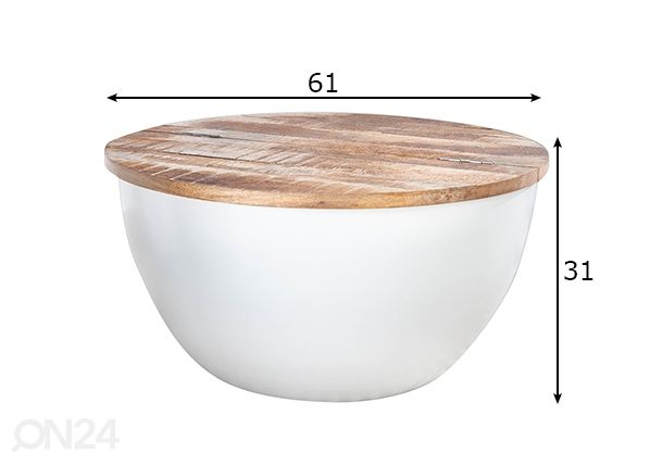 Diivanilaud Industrial Storage Ø 60 cm mõõdud