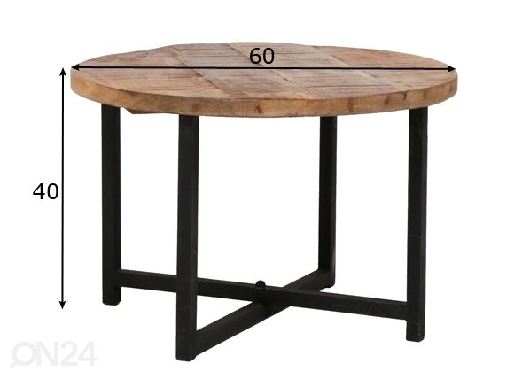Diivanilaud Iron Ø 60 cm mõõdud