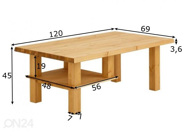 Diivanilaud Ixo 120x69 cm mõõdud