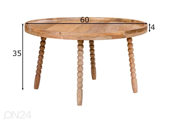 Diivanilaud Jammu Ø60 cm mõõdud