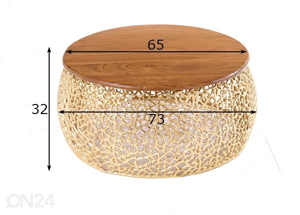 Diivanilaud Leaf Ø 73 cm mõõdud