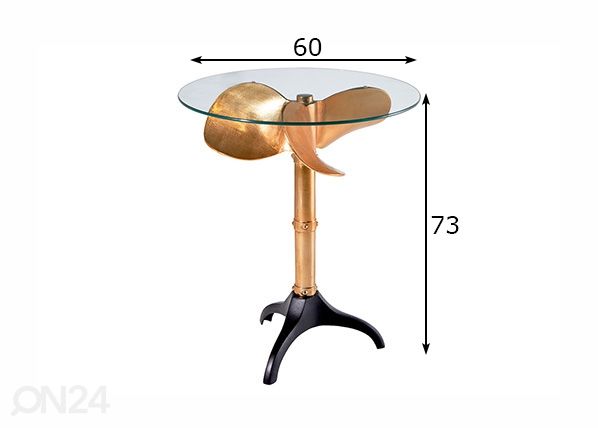 Diivanilaud Ocean Ø 60 cm mõõdud