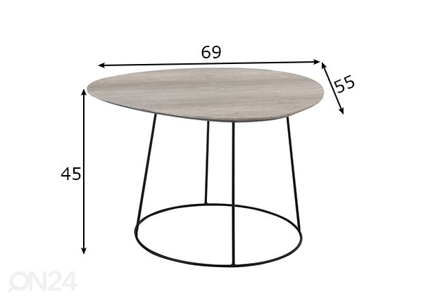 Diivanilaud Oval mõõdud