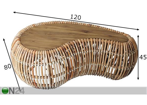 Diivanilaud Rattan 120x80 cm mõõdud