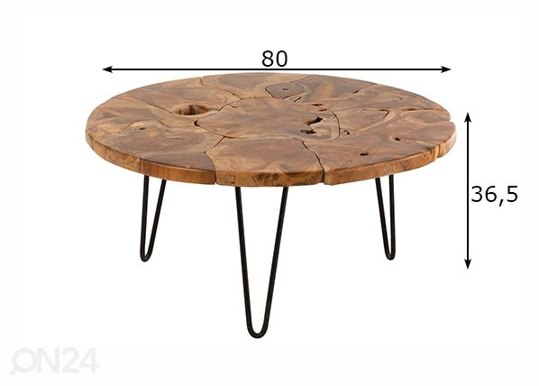 Diivanilaud Sam Ø 80 cm mõõdud