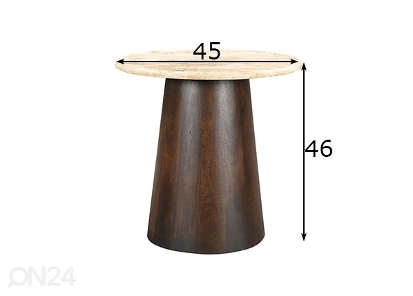 Diivanilaud Valentino Ø 45 cm mõõdud