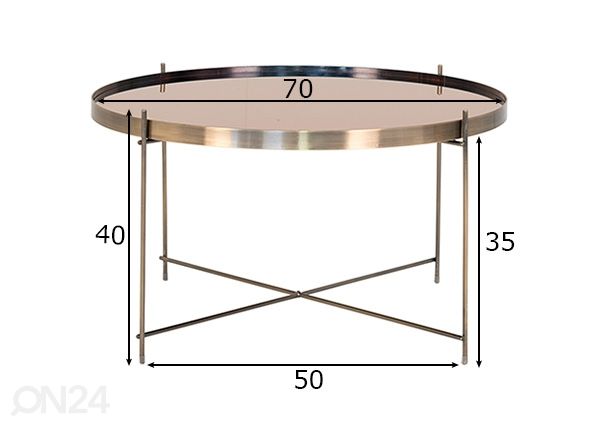 Diivanilaud Venezia Ø70 cm mõõdud