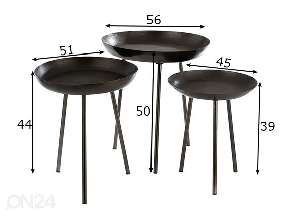 Diivanilaudade komplekt Tray, 3 tk mõõdud
