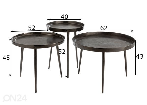 Diivanilaudade komplekt Tray, 3 tk mõõdud