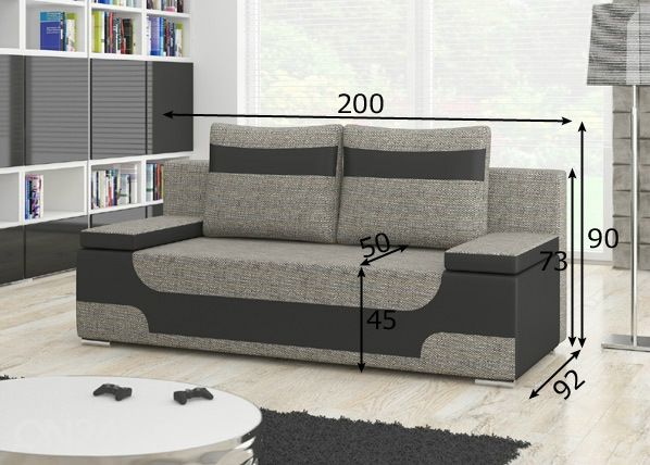 Diivanvoodi pesukastiga mõõdud