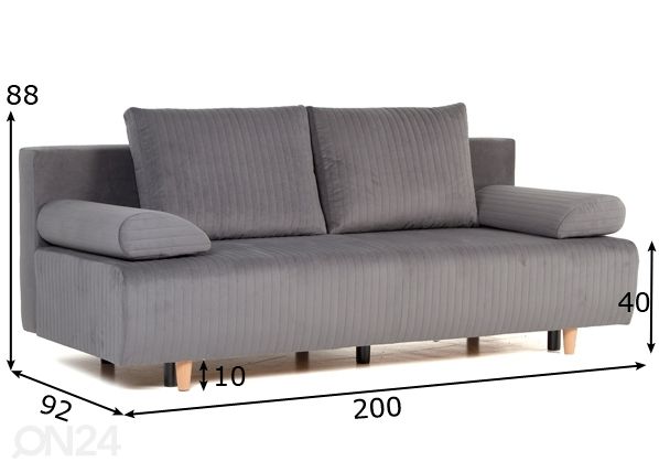 Diivanvoodi pesukastiga mõõdud