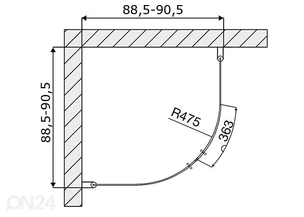 Dušinurk Duschy Round 90x90 cm mõõdud