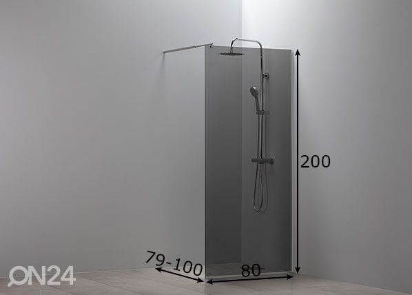 Dušisein Conforto 80 cm, hall mõõdud